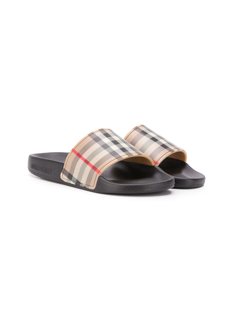 Burberry Kids Slippers met vintage ruit - Zwart