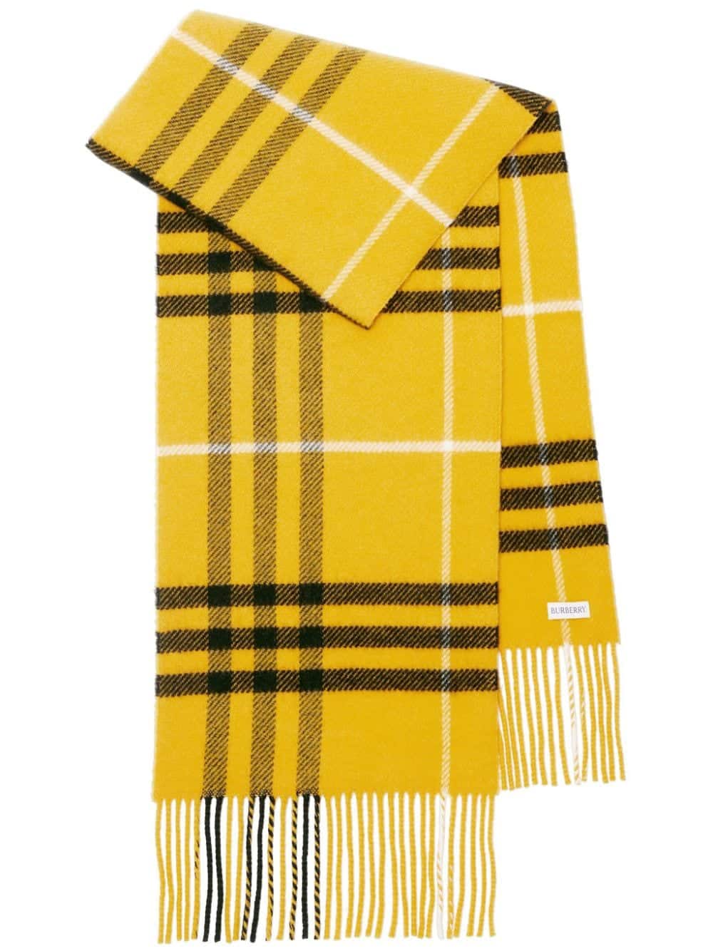 Burberry Sjaal met franje - Geel