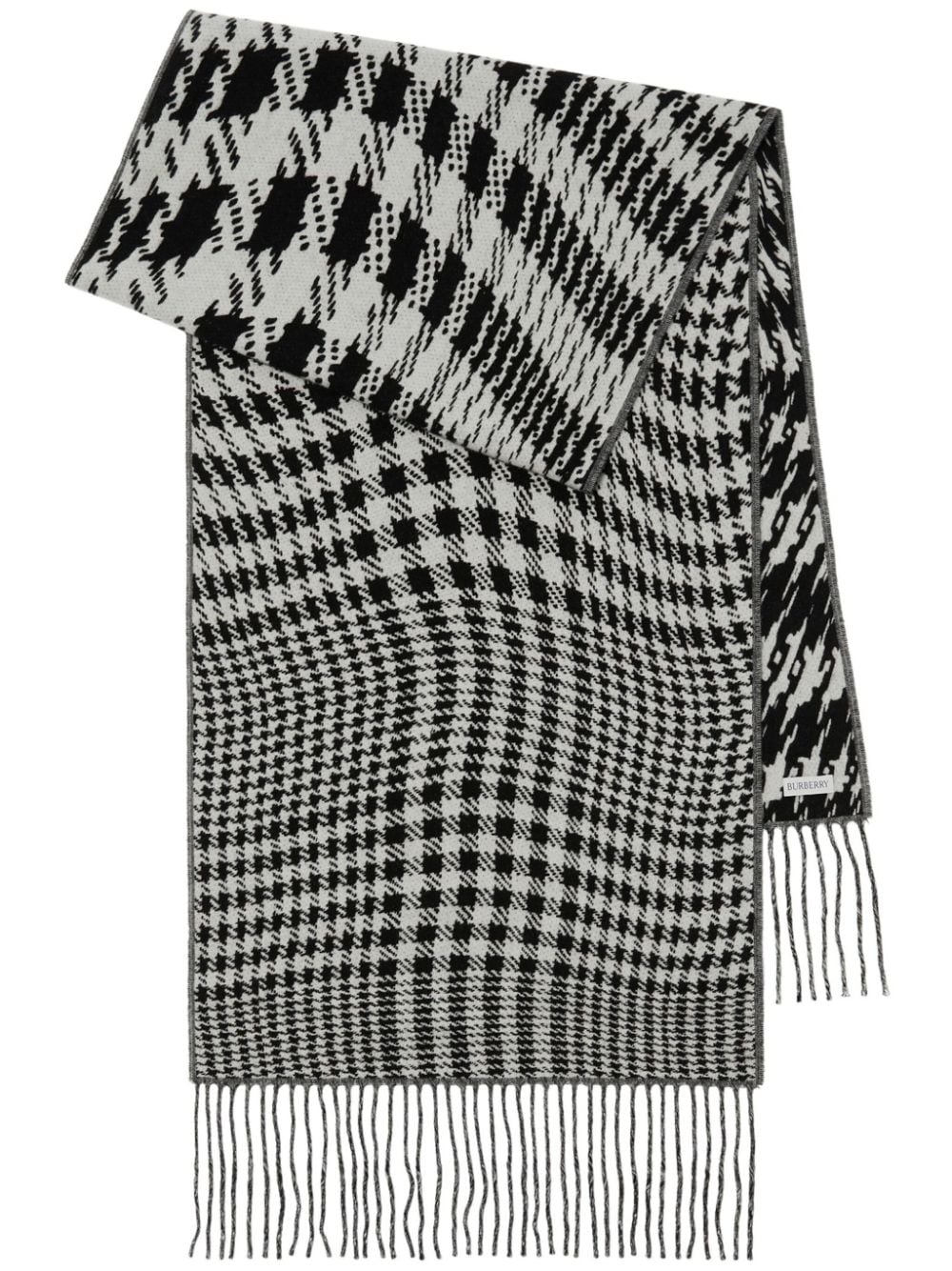 Burberry Sjaal met pied-de-poule print - Zwart