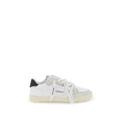 Canvas Sneakers met Leren Details Off White , White , Heren