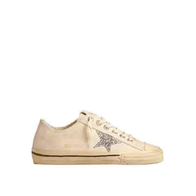 Canvas Ster Glitter Sneakers Golden Goose , Beige , Dames