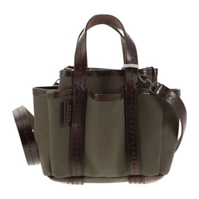 Canvas en lederen Giardiniera Mini Tote Tas Max Mara , Green , Dames