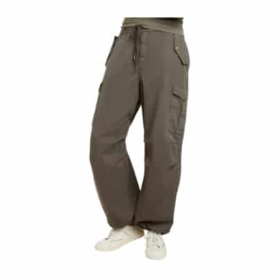 Cargo Broek in Stevig Katoen Stretch Twill Summum Woman , Green , Dames