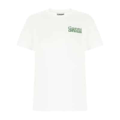 Casual Katoenen T-Shirt Ganni , White , Dames