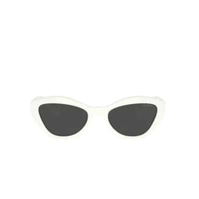 Cateye Acetaat Zonnebril in Wit met Grijze Lenzen Prada , White , Dames