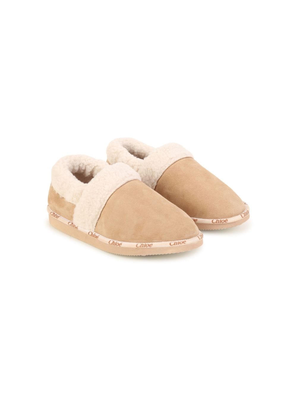 Chloé Kids Fleece slippers - Beige