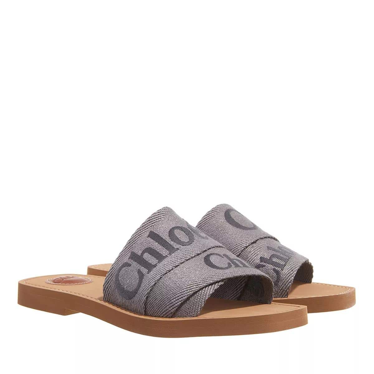 Chloé Slippers - Woody Flat Slides in grijs