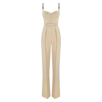 Dames Crepe Jumpsuit Elisabetta Franchi , Beige , Dames