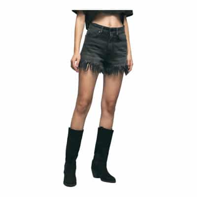 Dames Jeans Shorts met Raffels Gaëlle Paris , Black , Dames