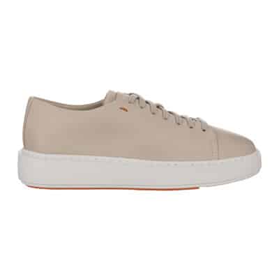 Dames Leren Lage Sneakers Santoni , Beige , Dames