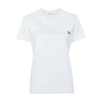 Dames Merk Katoenen T-Shirt Moncler , Blue , Dames