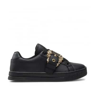 Dames leren sneakers met gouden details Versace Jeans Couture , Black , Dames