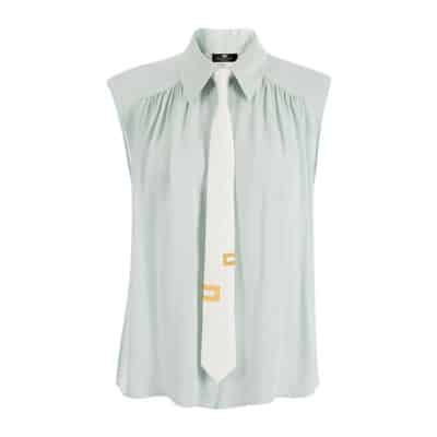 Dames mouwloze blouse met stropdas Elisabetta Franchi , Green , Dames