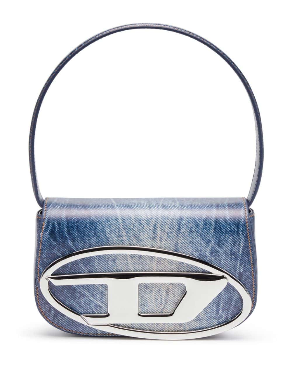 Diesel 1DR leren tas met print - Blauw