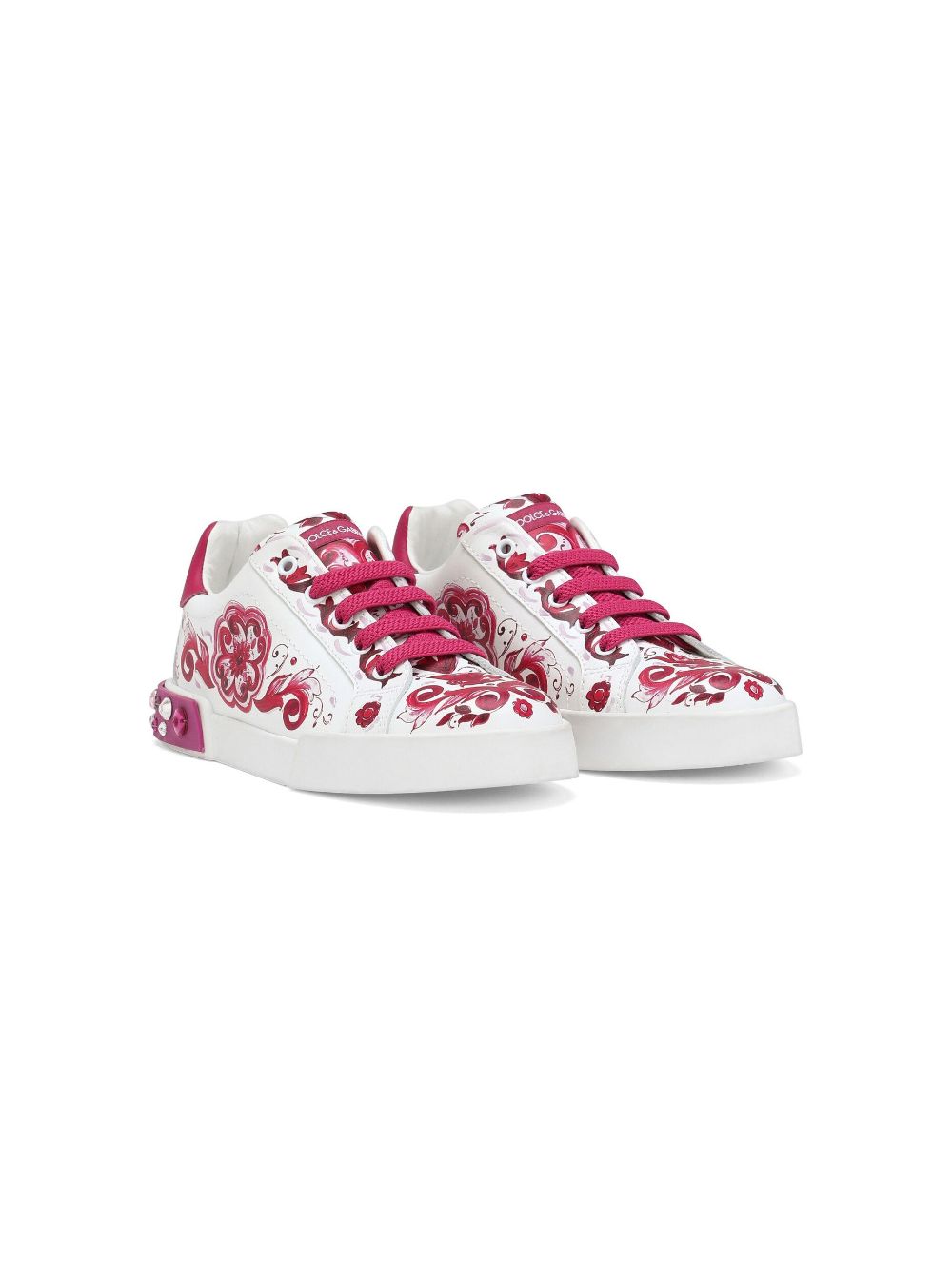 Dolce & Gabbana Kids Portofino leren sneakers - Wit