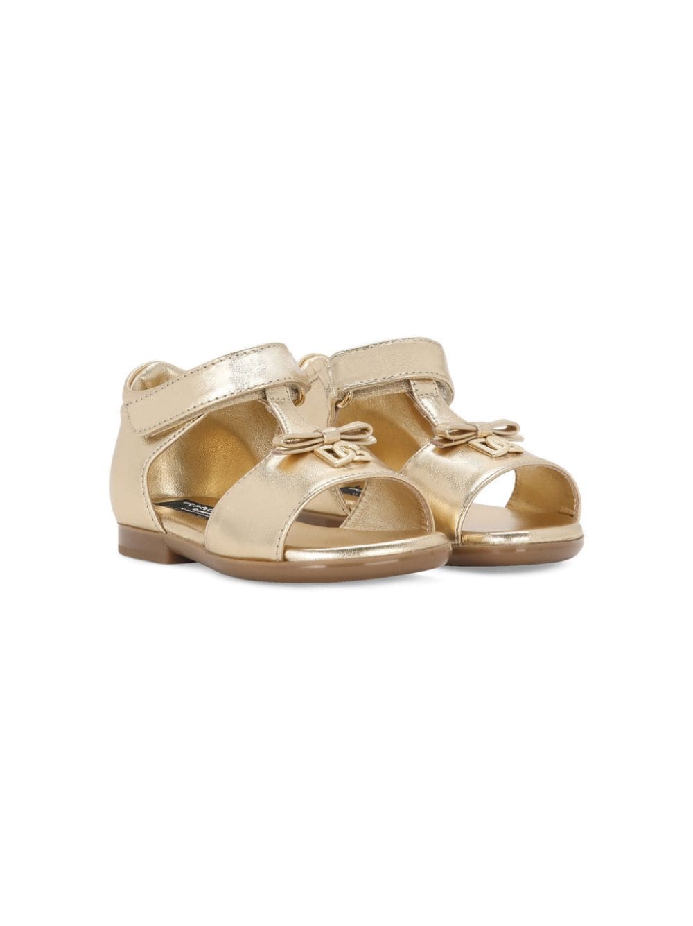 Dolce & Gabbana Kids Sandalen met logoplakkaat - Goud