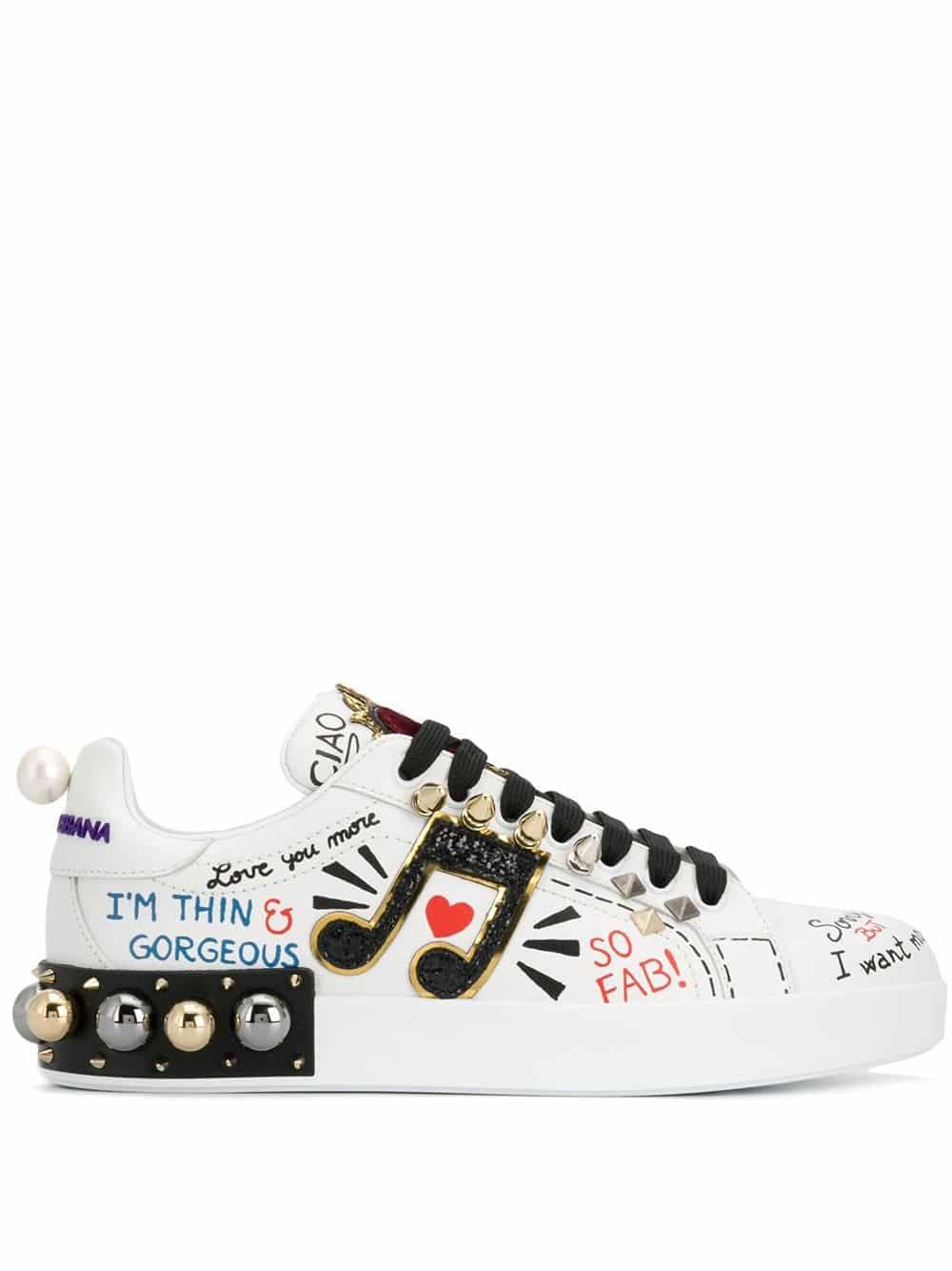 Dolce & Gabbana Portofino sneakers met applicatie - Wit