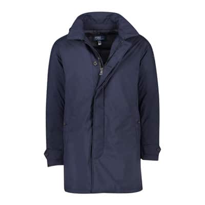 Donkerblauwe Winterjas met Rits en Knoop Ralph Lauren , Blue , Heren