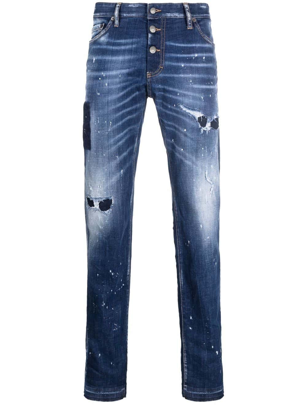 Dsquared2 Jeans met verfspetters - Blauw