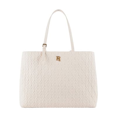 Elegante Gewatteerde Shopper Tas voor Vrouwen Elisabetta Franchi , Beige , Dames