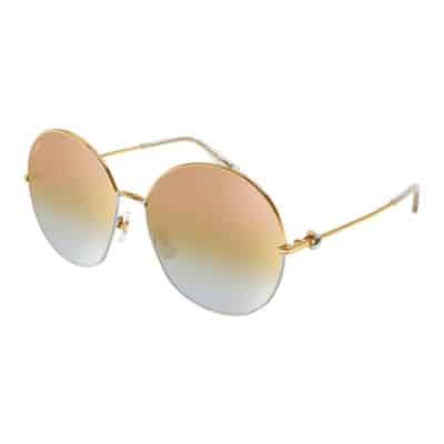 Elegante Goudkleurige Ronde Zonnebril Cartier , Yellow , Dames