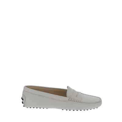 Elegante Leren Platte Schoenen voor Vrouwen Tod's , White , Dames