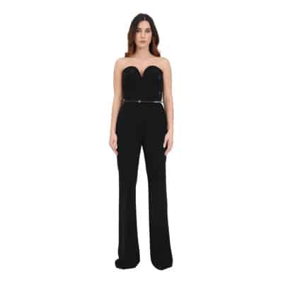 Elegante Zwarte Jumpsuit met Bandjes en Strass Max Mara , Black , Dames