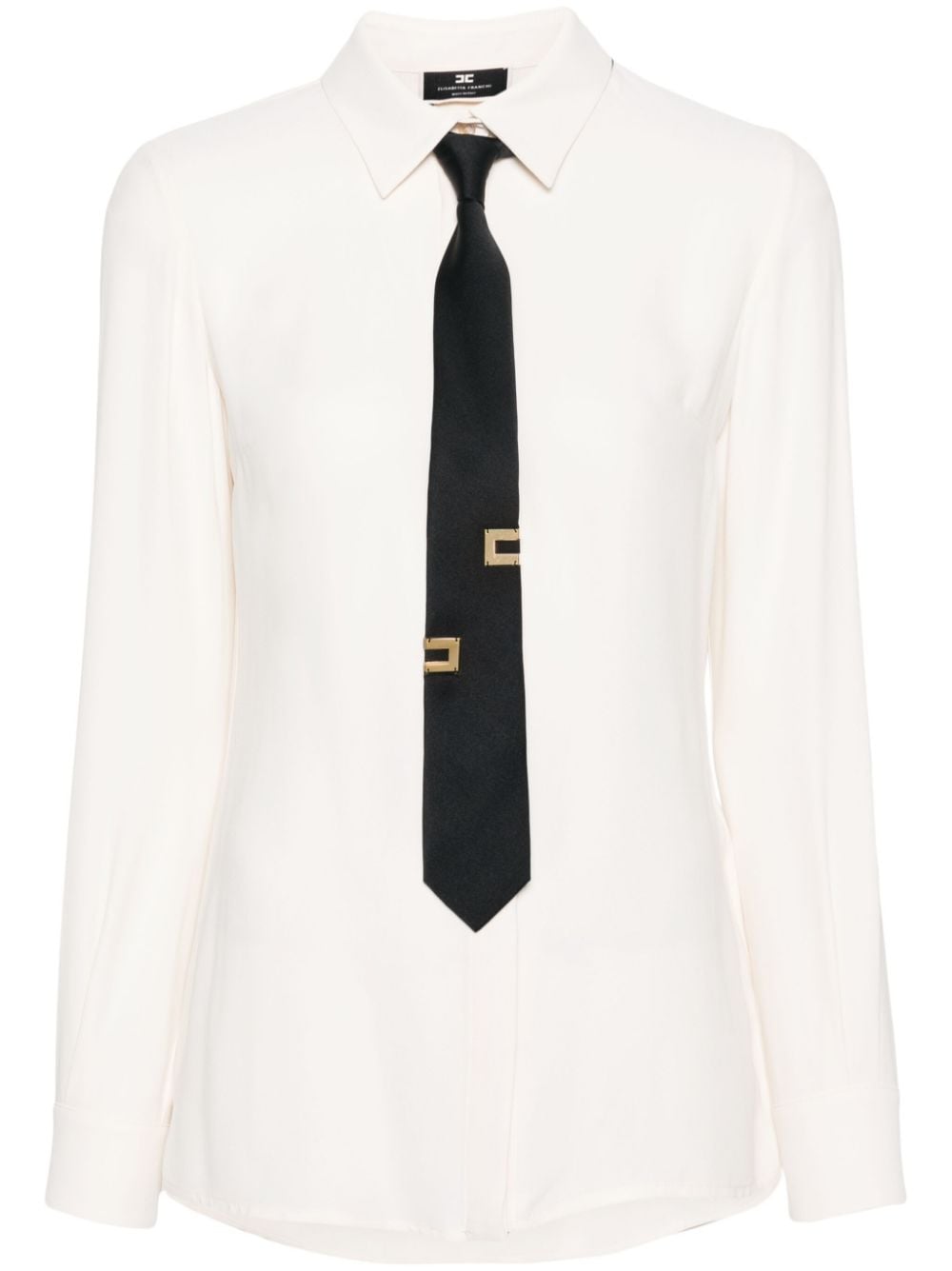 Elisabetta Franchi Blouse met gestrikte hals - Beige