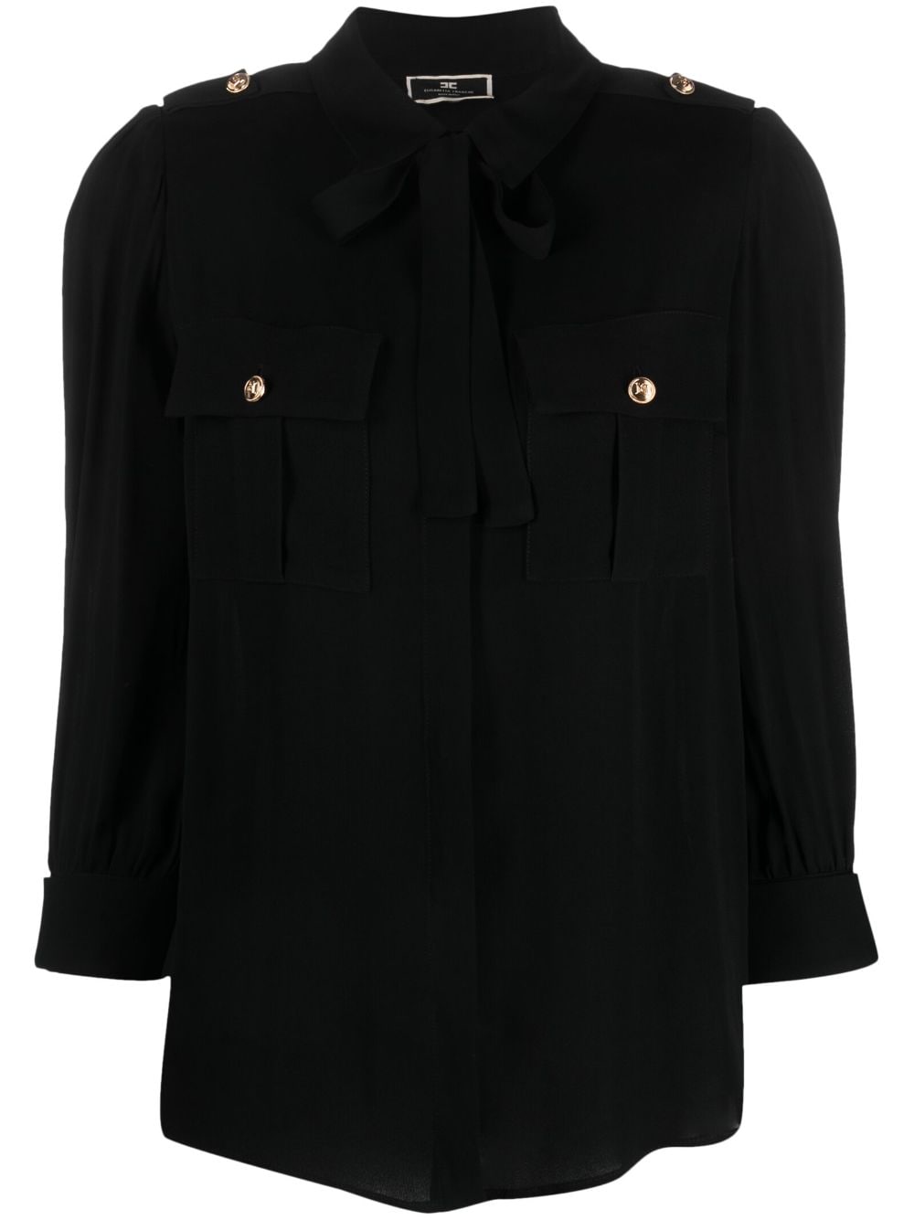 Elisabetta Franchi Blouse met strikkraag - Zwart