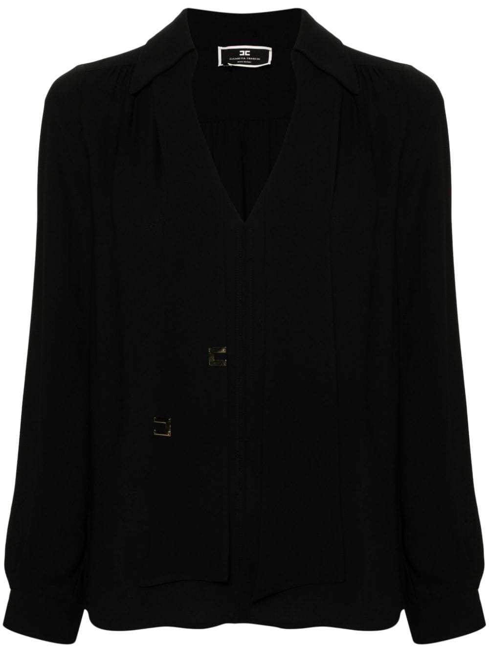 Elisabetta Franchi Blouse van georgette crêpe met logostrik - Zwart