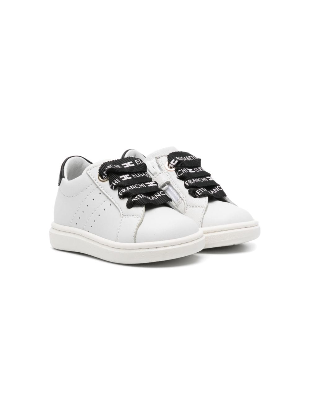 Elisabetta Franchi La Mia Bambina Leren sneakers met rits - Wit