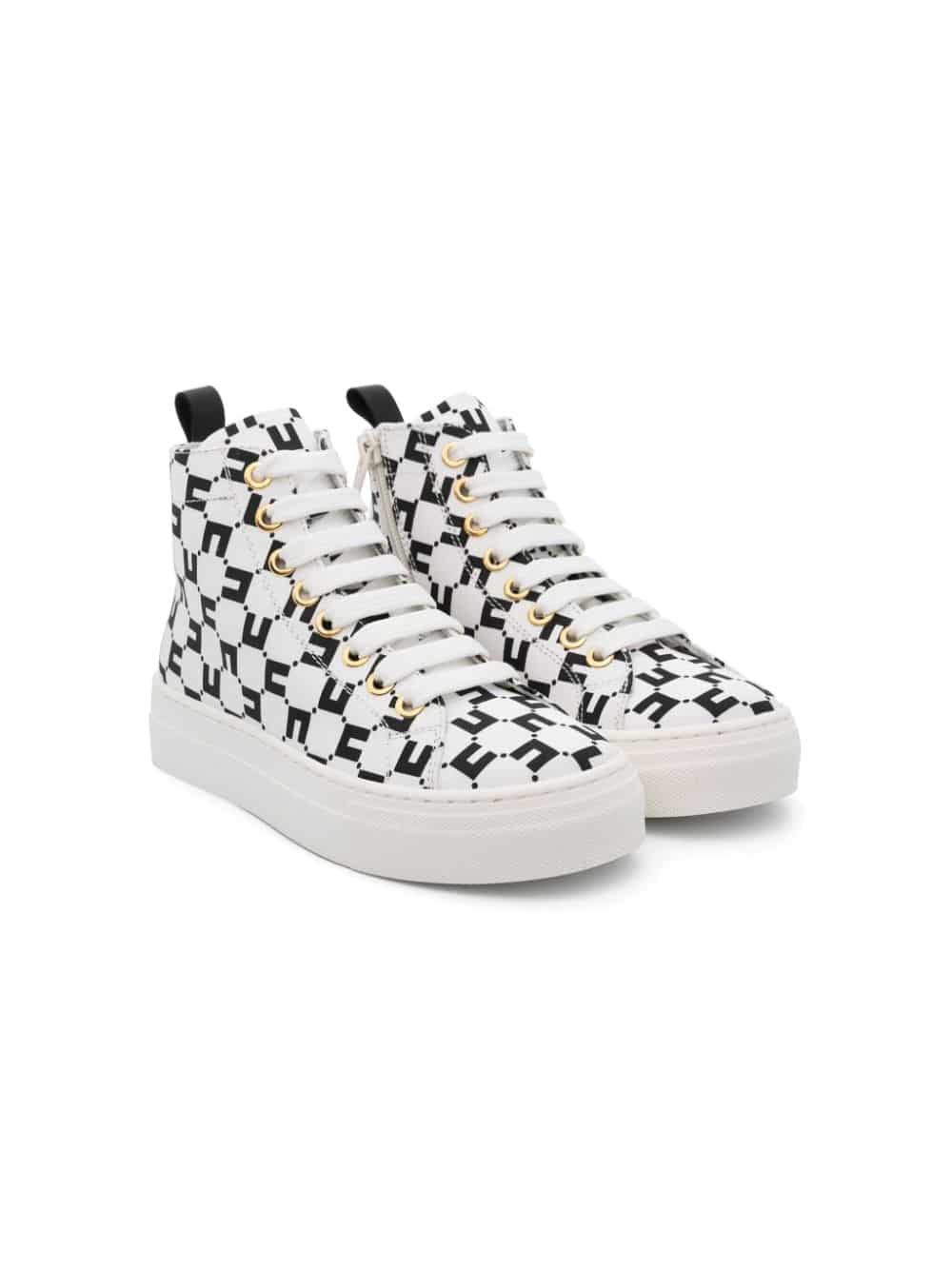 Elisabetta Franchi La Mia Bambina Sneakers met monogramprint - Wit