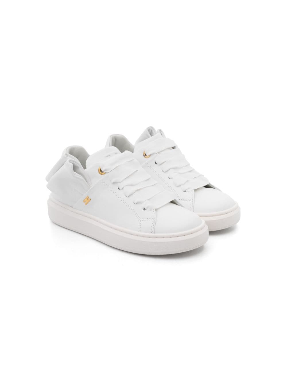 Elisabetta Franchi La Mia Bambina Sneakers met strikdetail - Wit