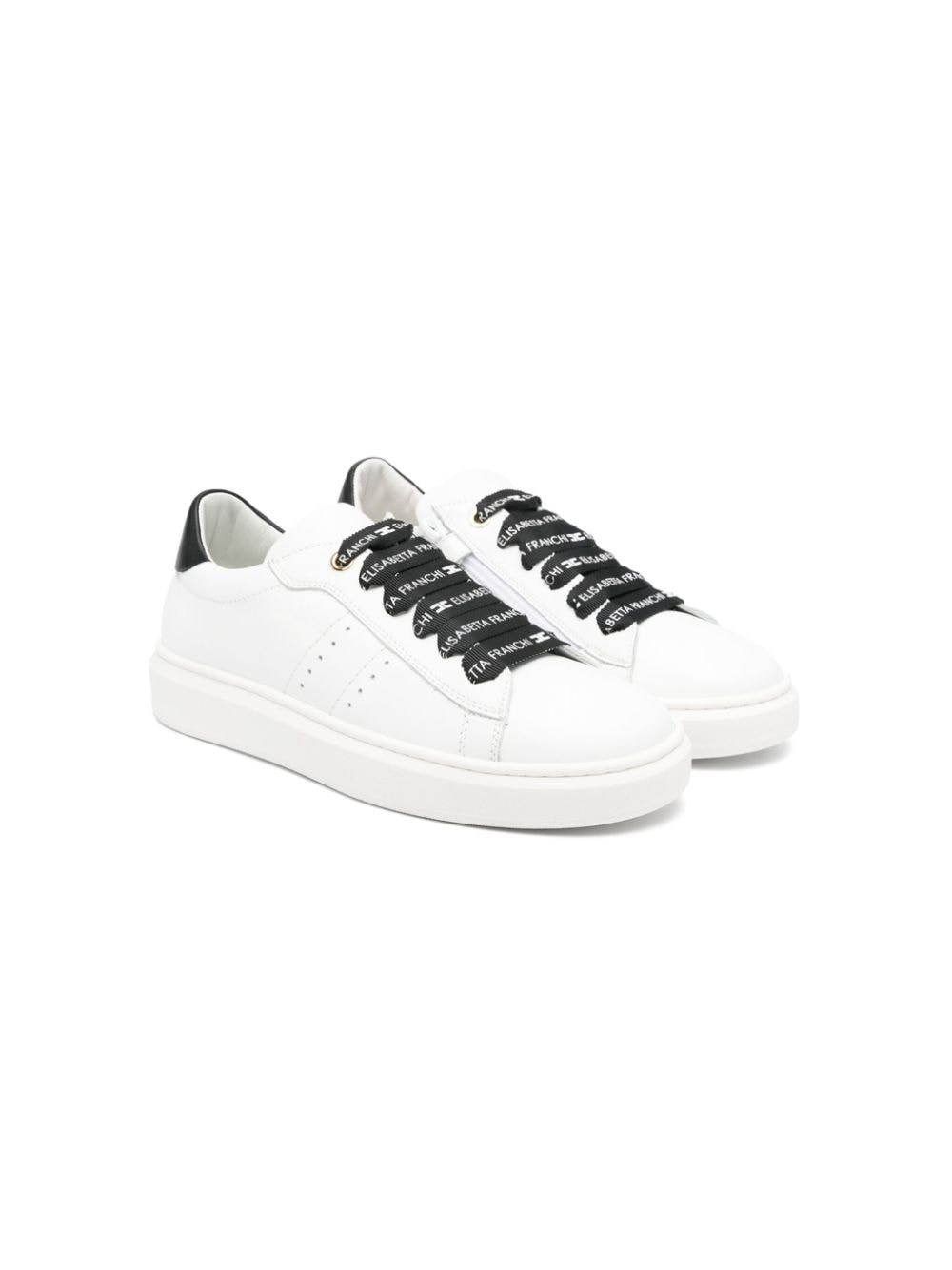 Elisabetta Franchi La Mia Bambina zip-detail leather sneakers - Wit