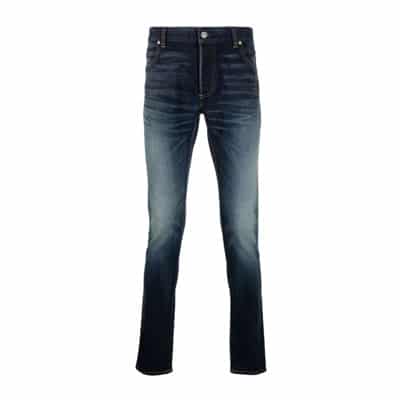 Faded B Logo Slim Fit Jeans Balmain , Blue , Heren