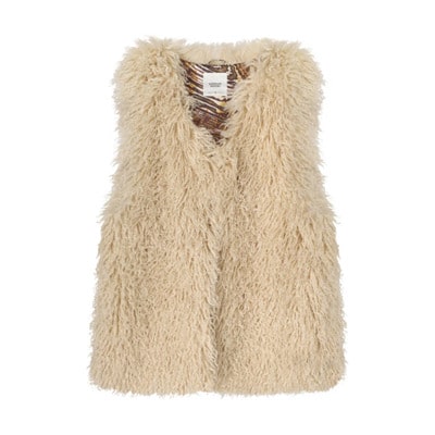 Faux Fur Afghan Gilet Summum Woman , Beige , Dames