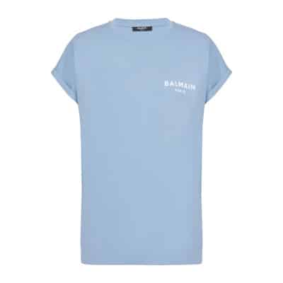 Flock T-shirt Balmain , Blue , Dames