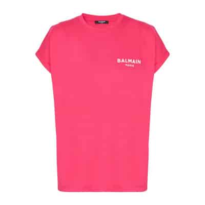 Flock T-shirt Balmain , Pink , Dames