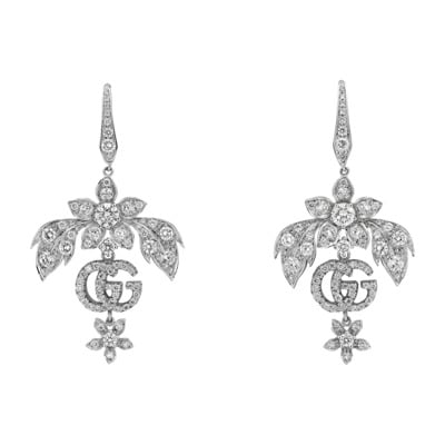 Flora oorbellen in 18k witgoud en diamanten Gucci , Gray , Dames