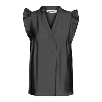 Frill Top Blouse met V-hals Co'Couture , Black , Dames