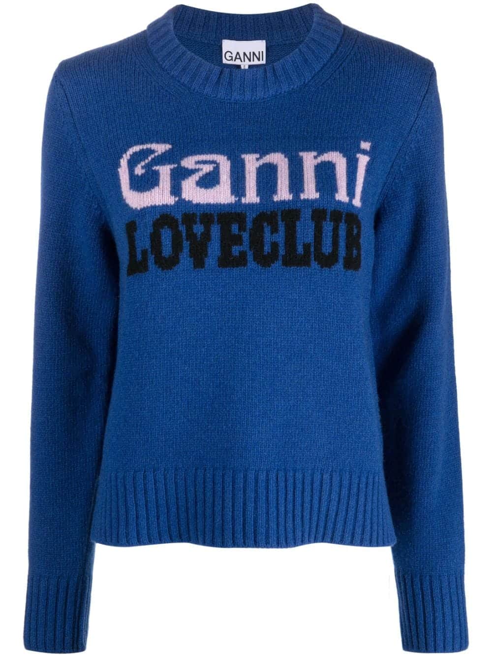 GANNI Trui met intarsia logo - Blauw