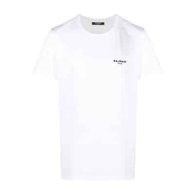 Gab Blanc Flock T-Shirt Balmain , White , Heren