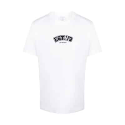 Geborduurd Grafisch Print T-shirt Off White , White , Heren