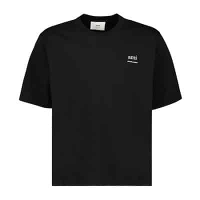 Geborduurd T-shirt Ami Paris , Black , Heren