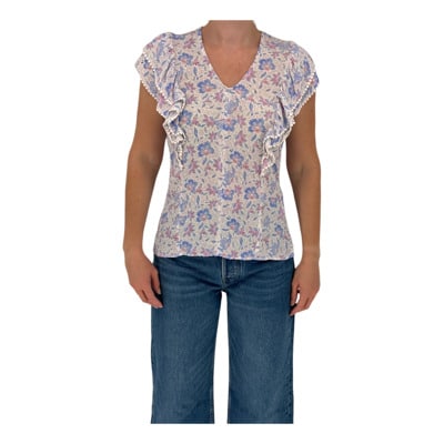 Gedrukte Blouse met Franje Dante 6 , Blue , Dames