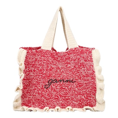 Gehaakte Frill Tote Tas Ganni , Red , Dames