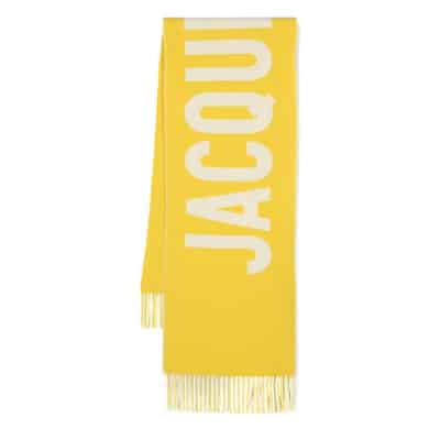 Gele Fringe Logo Wollen Sjaal Jacquemus , Yellow , Dames