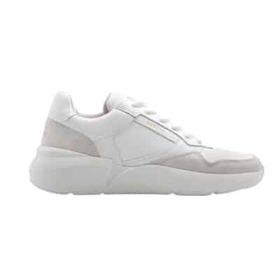 Geometrisch Gestikte Leren Sneakers Nubikk , White , Dames