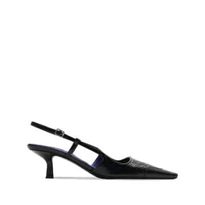 Geperforeerde Leren Slingback Schoenen Burberry , Black , Dames