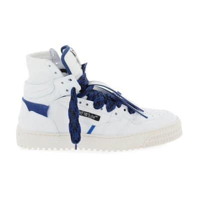 Geperforeerde Leren Sneakers met Gebreide Enkel Off White , White , Heren